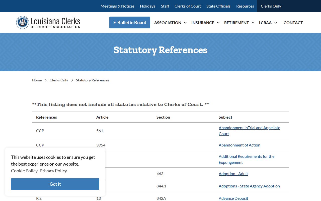 Concordia Parish civil court docket clerk fee-statute reference