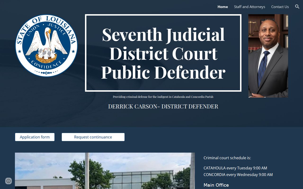 Concordia Parish court schedule information from the 7th JDC public defender