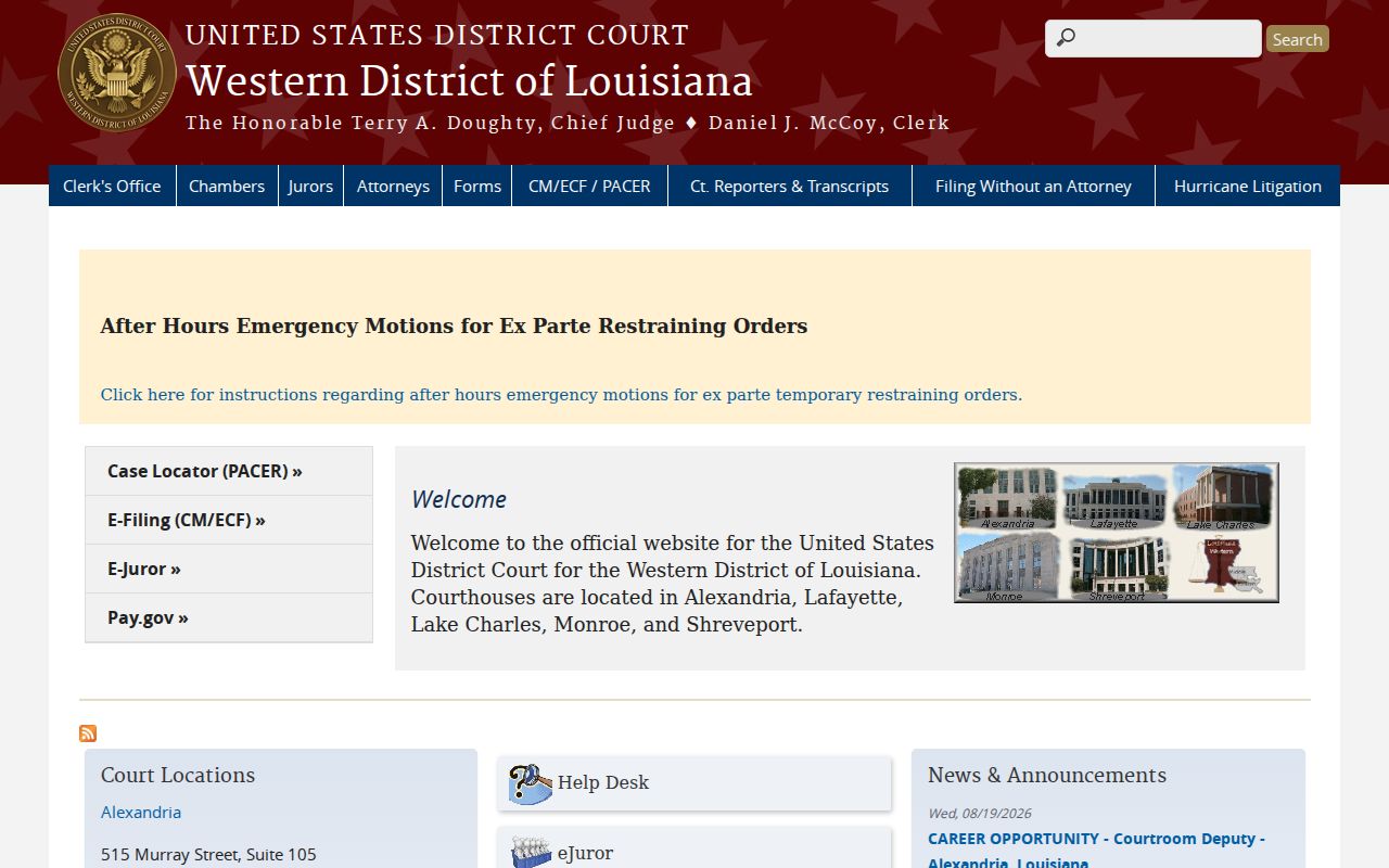 Concordia Parish court records Western District official access route