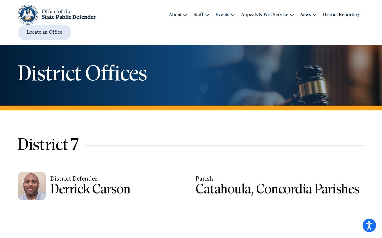 Concordia Parish criminal docket District 7 public defender schedule reference