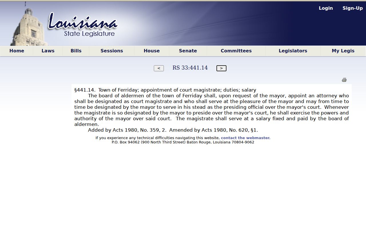 Ferriday court records magistrate authority statute
