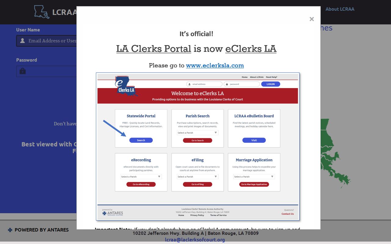 Ridgecrest court records LCRAA portal login source