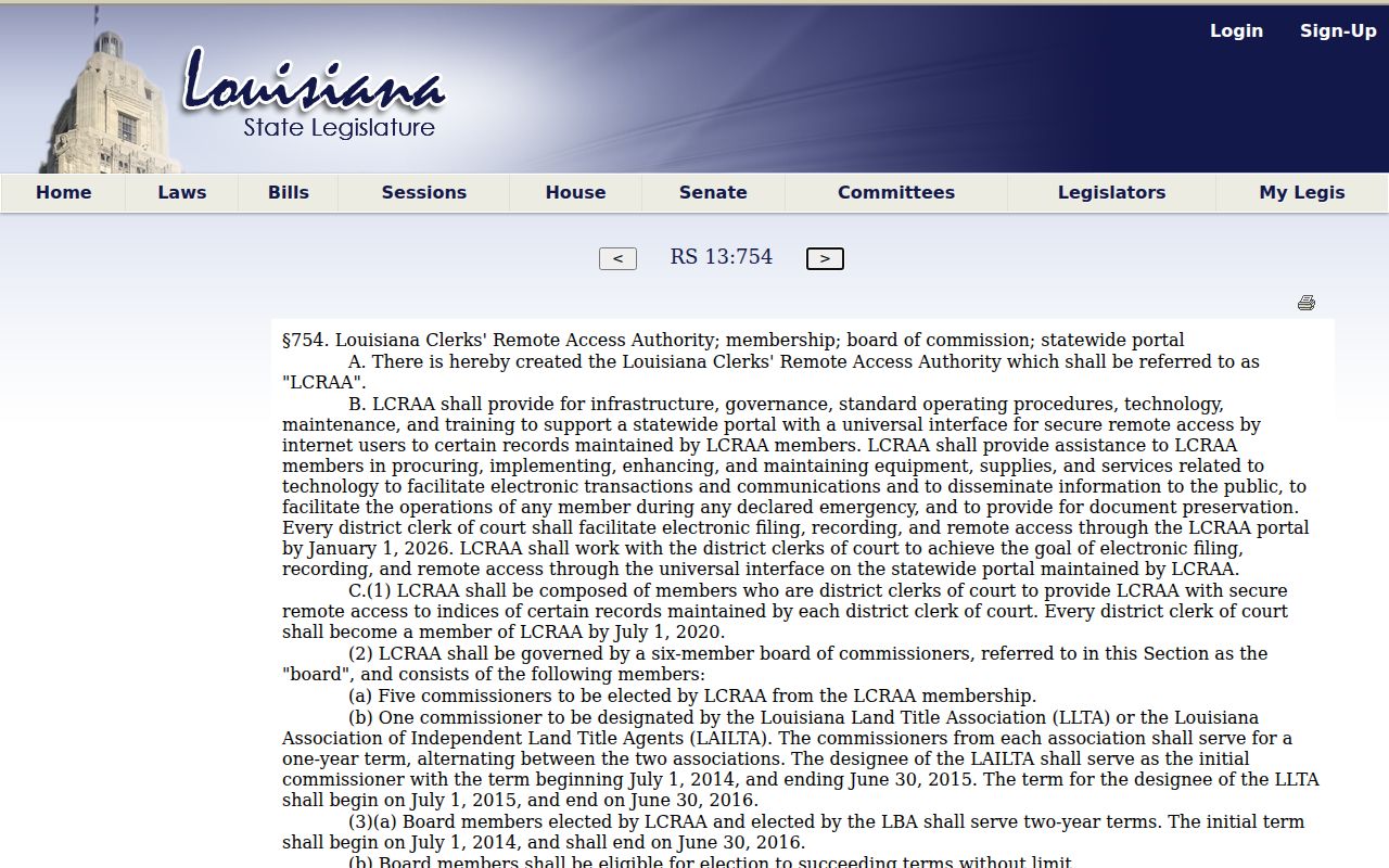 Ridgecrest court records Louisiana remote-access statute