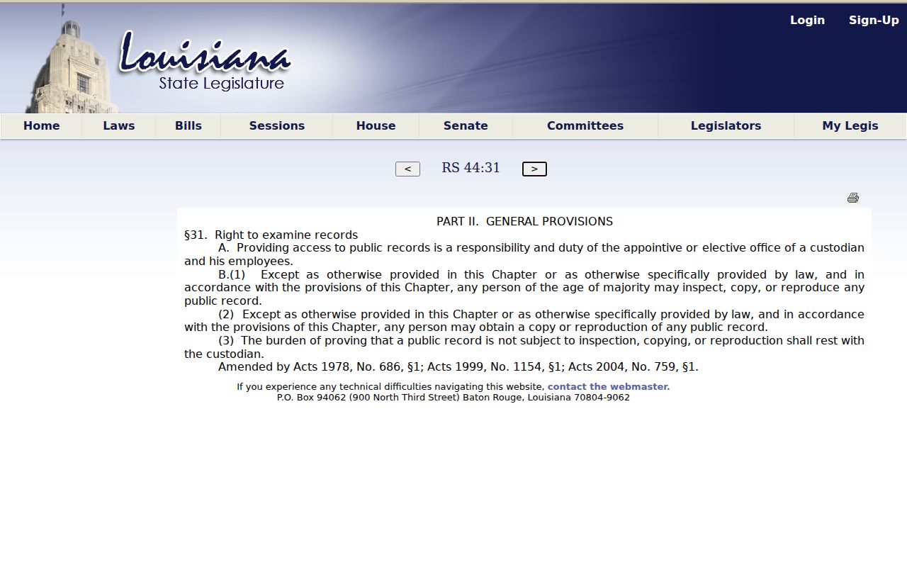Vidalia court records Louisiana public-records access law